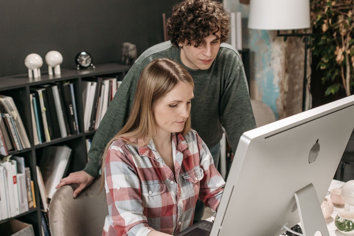 Colleagues working together at a table